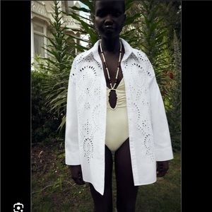 NWT Zara embroidered cutouts shirt